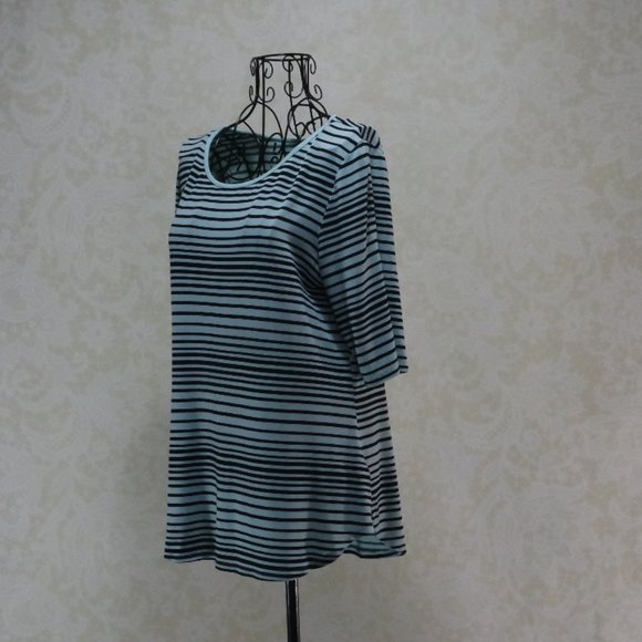Apt. 9 Teal Black Relaxed Fit Blouse - Picture 3 of 13